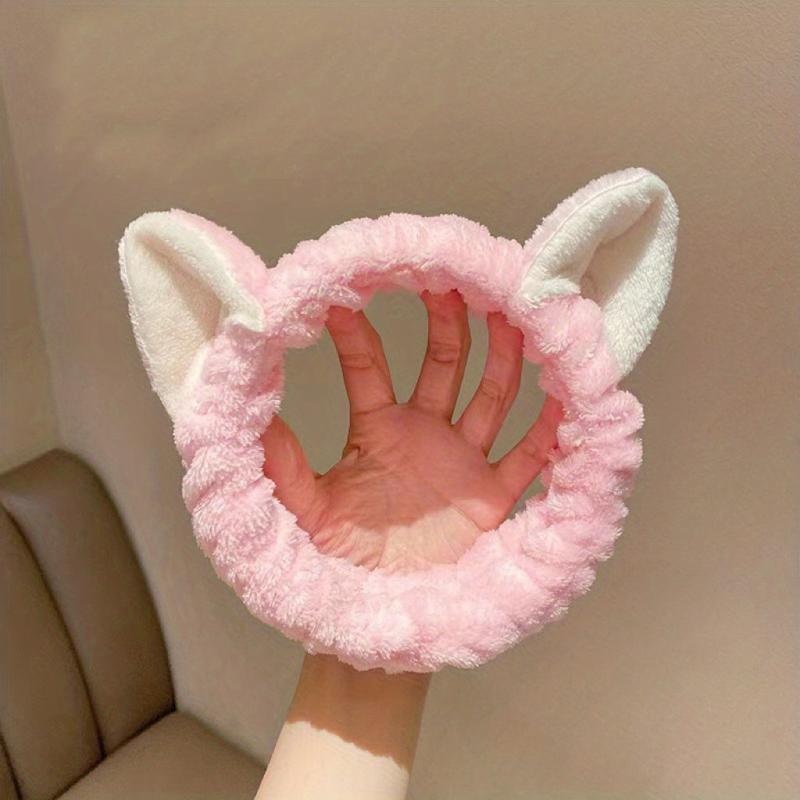 Cat Ears Coral Fleece Spa Headband for Women