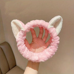 Cat Ears Coral Fleece Spa Headband for Women