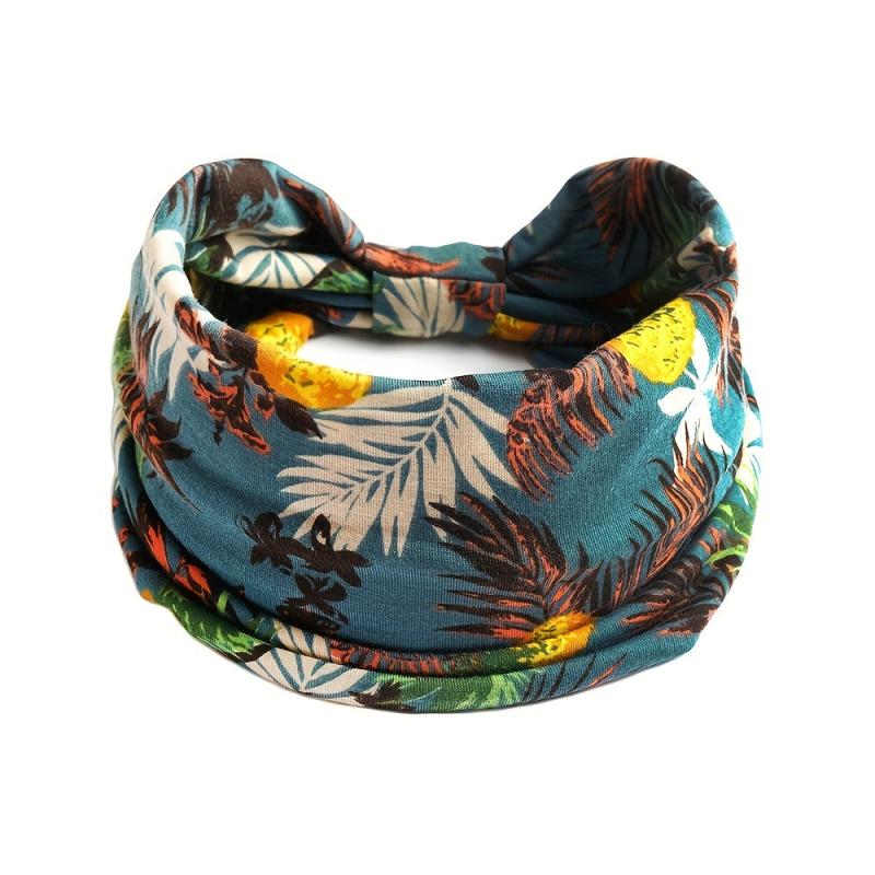 Flower Print Headband Boho Style Yoga Bandana Hair Accessories