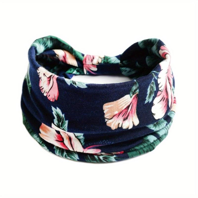 Flower Print Headband Boho Style Yoga Bandana Hair Accessories