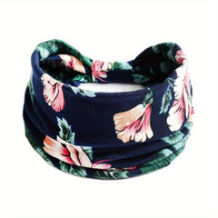 Flower Print Headband Boho Style Yoga Bandana Hair Accessories