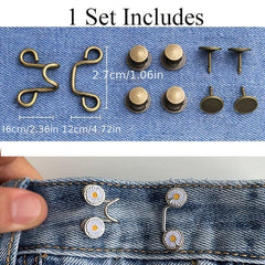 Waist Buckle Jeans Buttons No Sewing Adjustable Fasteners Clip Snap Tack Metal