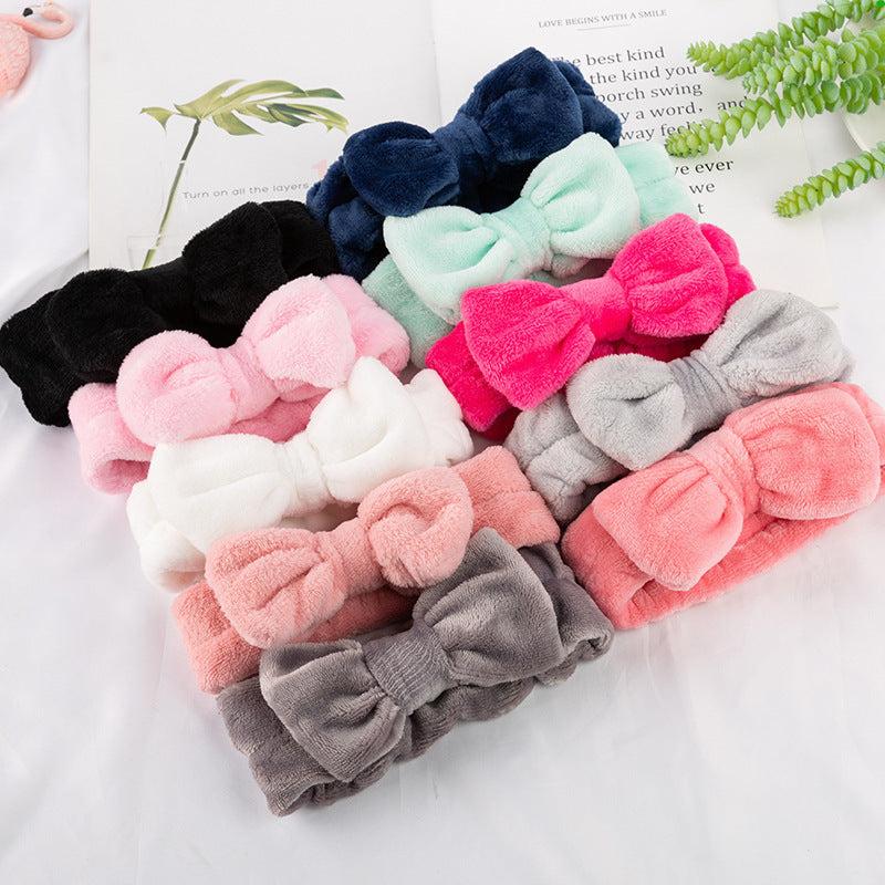 Fleece Makeup Headband Bow for Washing Face