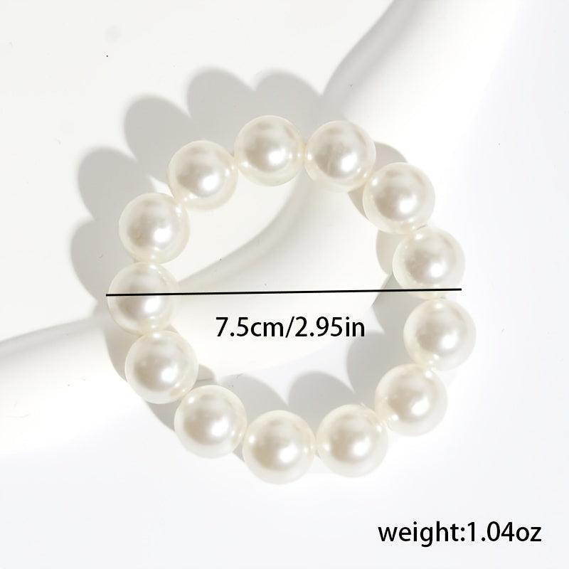 Faux Pearl Hair Tie Scrunchie Decorative Rubber Band Bracelet Hair Accessories