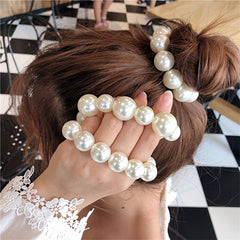 Faux Pearl Hair Tie Scrunchie Decorative Rubber Band Bracelet Hair Accessories