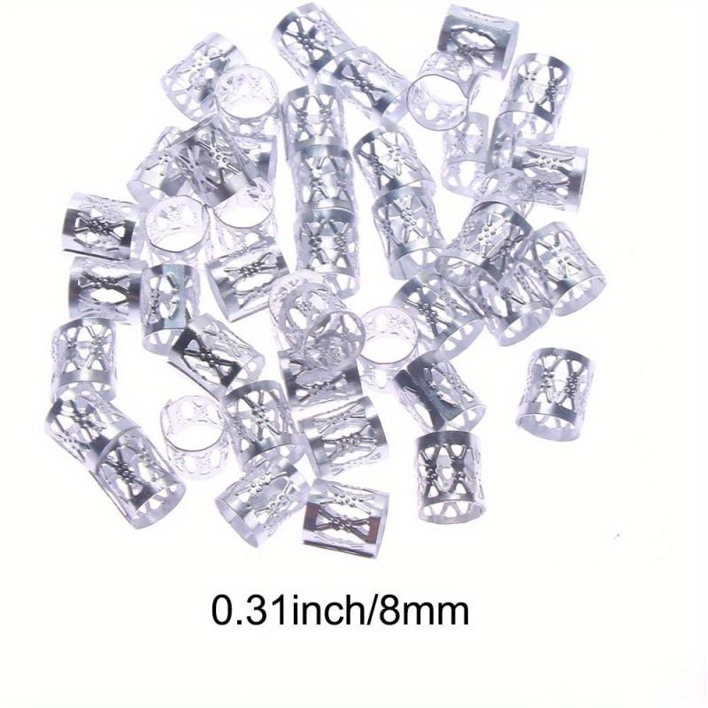 50pcs Dreadlocks Beads Hair Braid Rings Hair Braiding Metal Cuffs