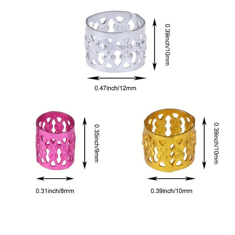 50pcs Dreadlocks Beads Hair Braid Rings Hair Braiding Metal Cuffs