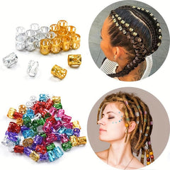 50pcs Dreadlocks Beads Hair Braid Rings Hair Braiding Metal Cuffs