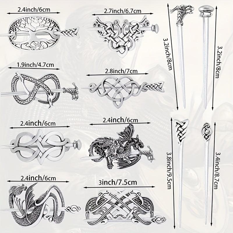 Viking Celtic Crown Hairpin Hair Accessories Silvery Irish Long Hair Decorative