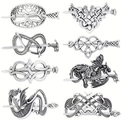 Viking Celtic Crown Hairpin Hair Accessories Silvery Irish Long Hair Decorative