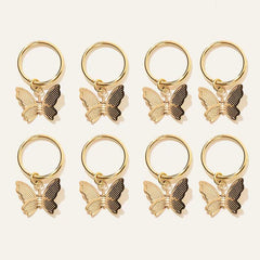 8pcs Butterfly Pendant Hair Braid Rings, Viking Style Hair Accessories for Women