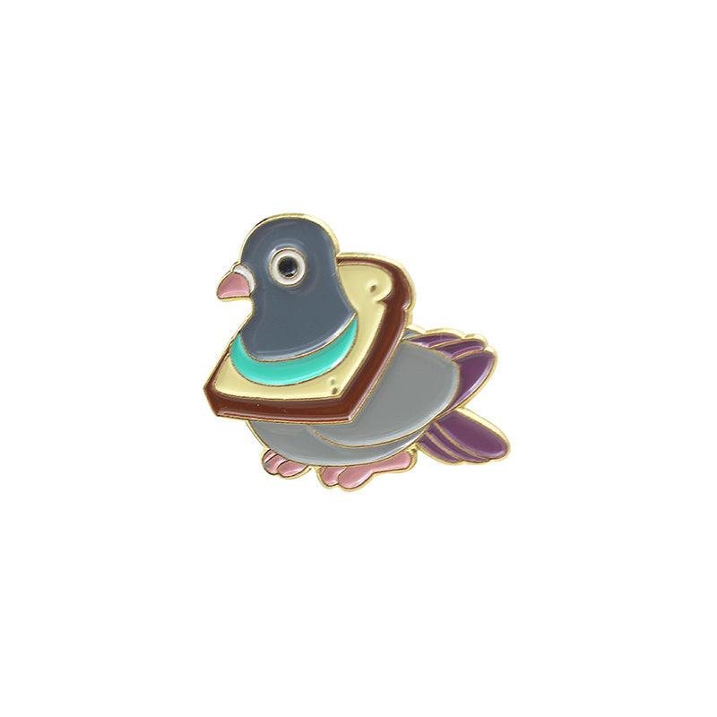 Cute Pigeon Eating Bread Brooch Pin
