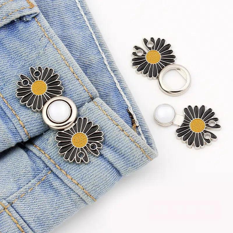 Small Daisy Waist Buttons Elastic Adjustment Buckle for Jeans