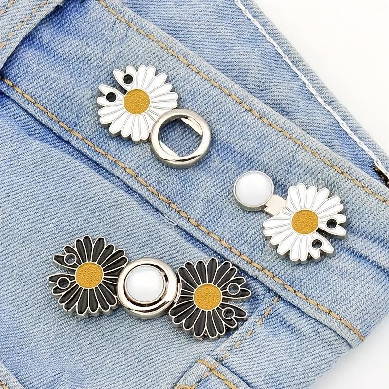 Small Daisy Waist Buttons Elastic Adjustment Buckle for Jeans