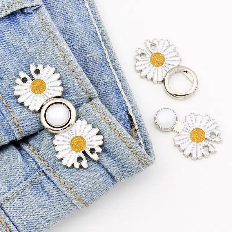 Small Daisy Waist Buttons Elastic Adjustment Buckle for Jeans