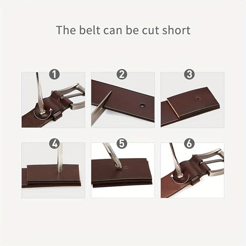 Men's Leather Belt Pin Buckle Jeans Belt Plus Size