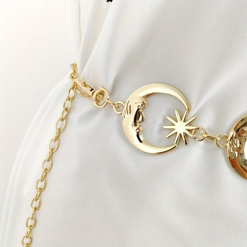 Boho Moon Sun Waist Chain Y2K Tassel Dress Women Body Belts