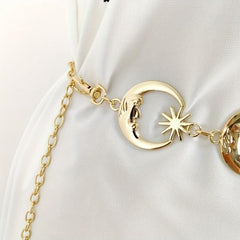 Boho Moon Sun Waist Chain Y2K Tassel Dress Women Body Belts