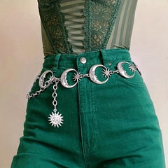 Boho Moon Sun Waist Chain Y2K Tassel Dress Women Body Belts