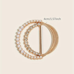 Metal Ring Pin Waist Clip Faux Pearl Rhinestone Scarf Fixed Buckle