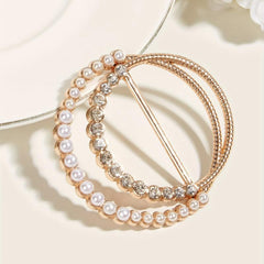Metal Ring Pin Waist Clip Faux Pearl Rhinestone Scarf Fixed Buckle