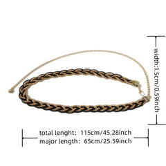 Golden Sequins Braided Twist Belt Metal Tassel Waist Chain