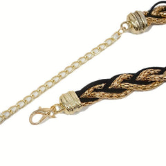 Golden Sequins Braided Twist Belt Metal Tassel Waist Chain