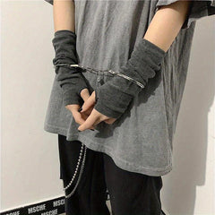 Y2K Striped Knitted Fingerless Gloves