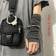 Y2K Striped Knitted Fingerless Gloves