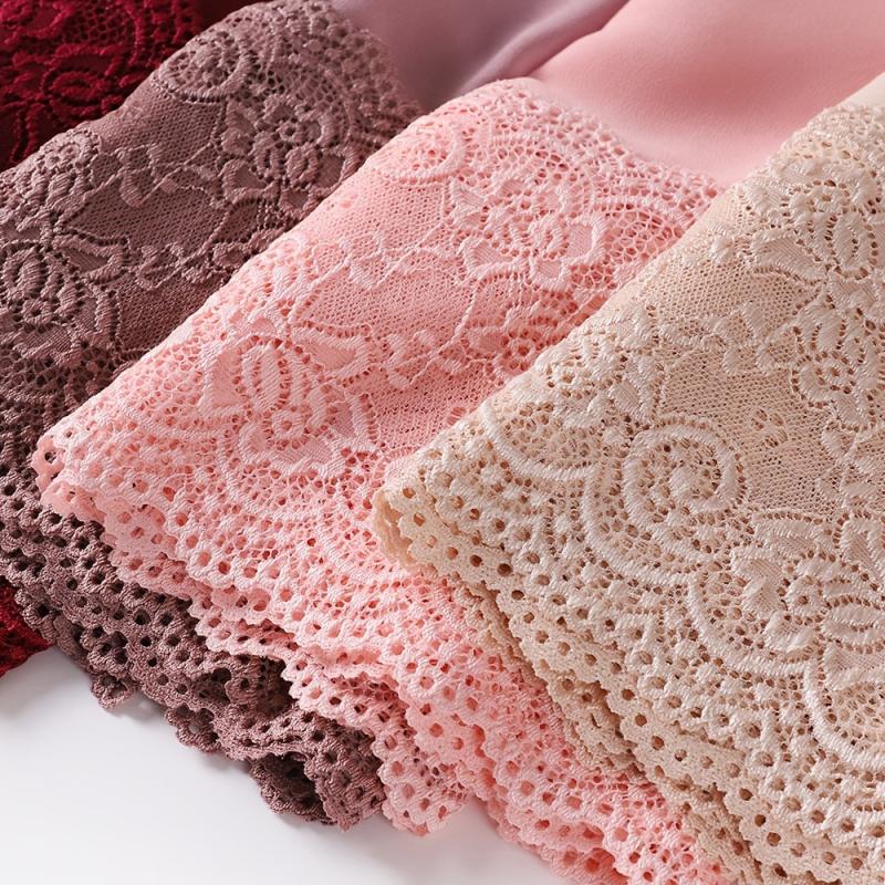 Pearl Chiffon Lace Trim Head Scarf Lightweight Wrap