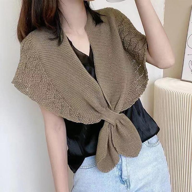 Women's Hollow Knit Cape Shawl Vest Scarf