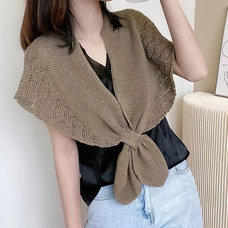 Women's Hollow Knit Cape Shawl Vest Scarf