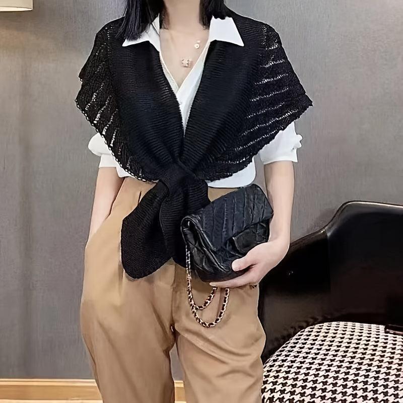 Women's Hollow Knit Cape Shawl Vest Scarf