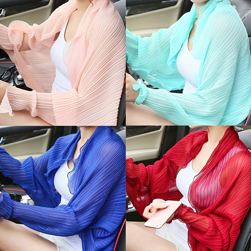Chiffon Sunscreen Shawl Long Sleeves Ruffles Scarf Wrap
