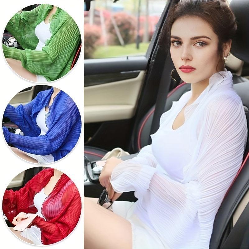 Chiffon Sunscreen Shawl Long Sleeves Ruffles Scarf Wrap