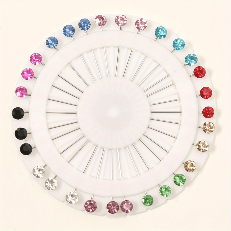 30pcs Colorful Rhinestone Hijab Pins with Safety Caps