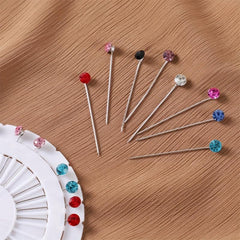 30pcs Colorful Rhinestone Hijab Pins with Safety Caps