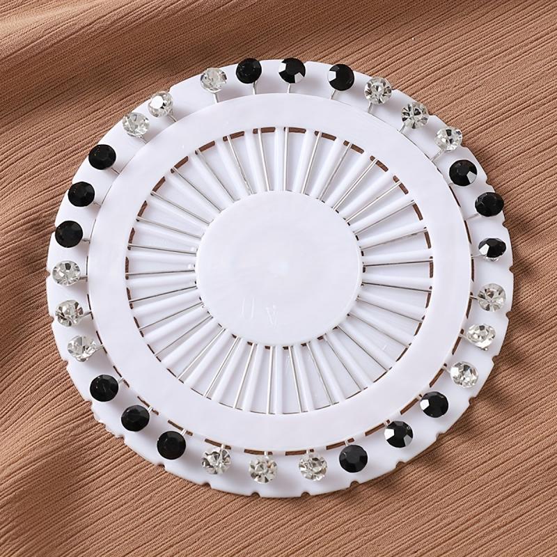 30pcs Colorful Rhinestone Hijab Pins with Safety Caps