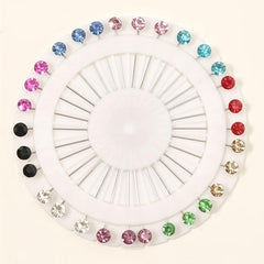 30pcs Colorful Rhinestone Hijab Pins with Safety Caps