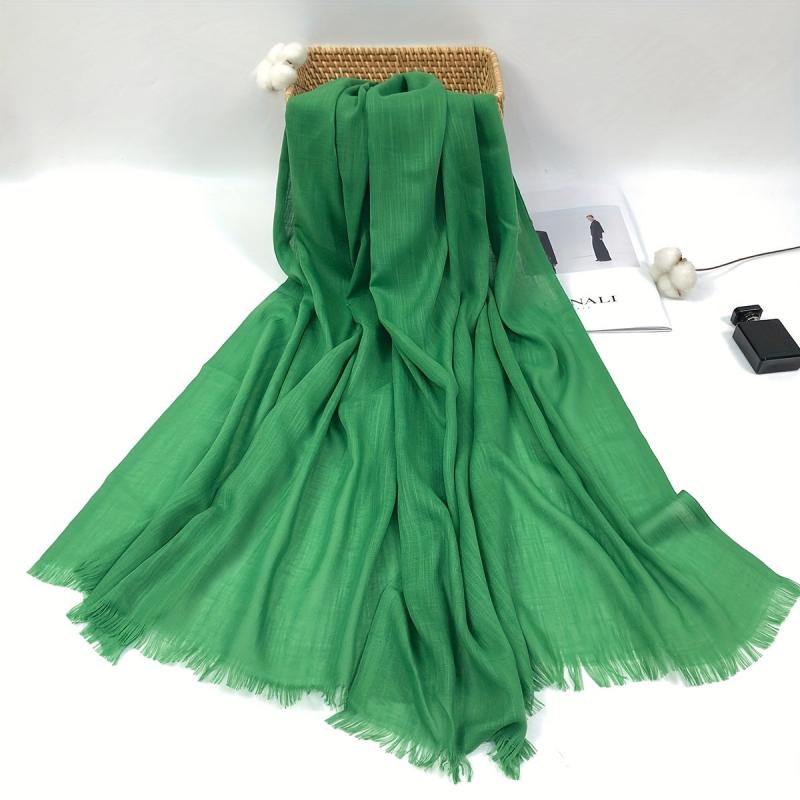 Solid Tassel Scarf Hijab Warm Shawl Women Windproof Head Wrap Beach Towel