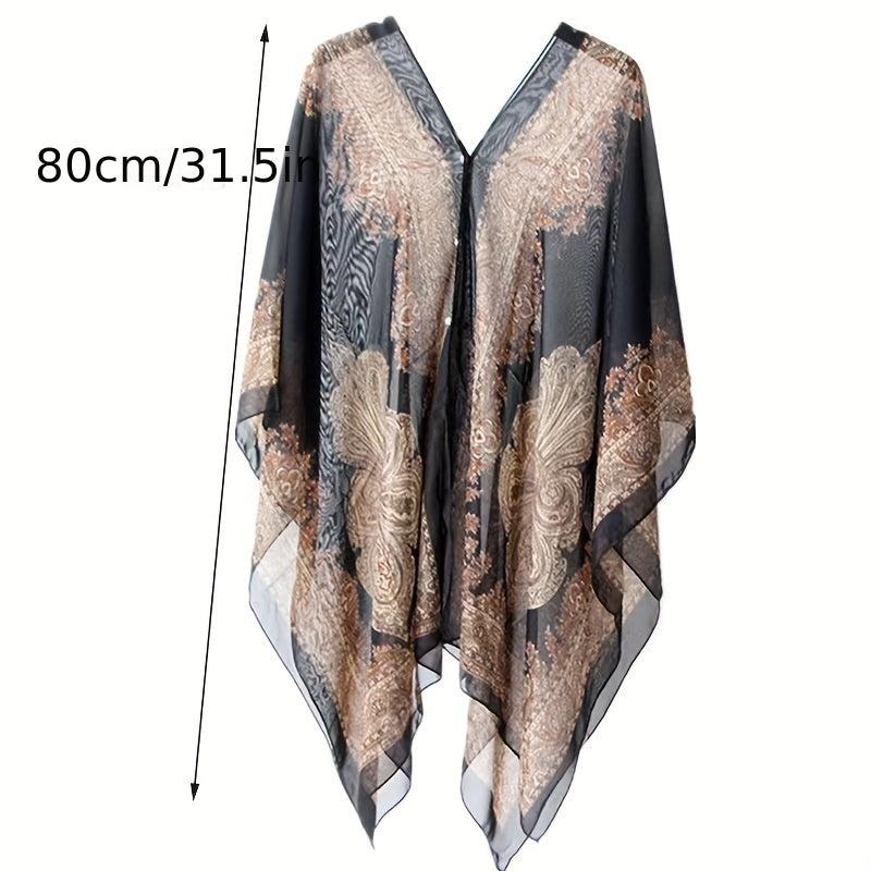 Oversized Paisley Print Chiffon Shawl Thin Beach Towel
