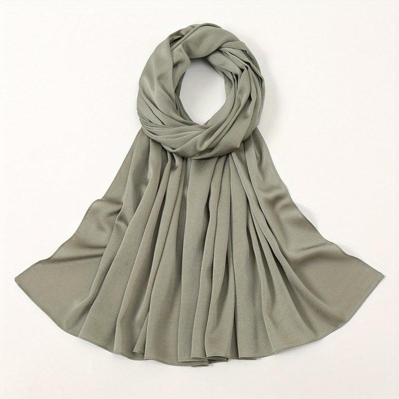 Satin Hijab Solid Scarf Casual Sunscreen Shawl Women Head Wrap Turban