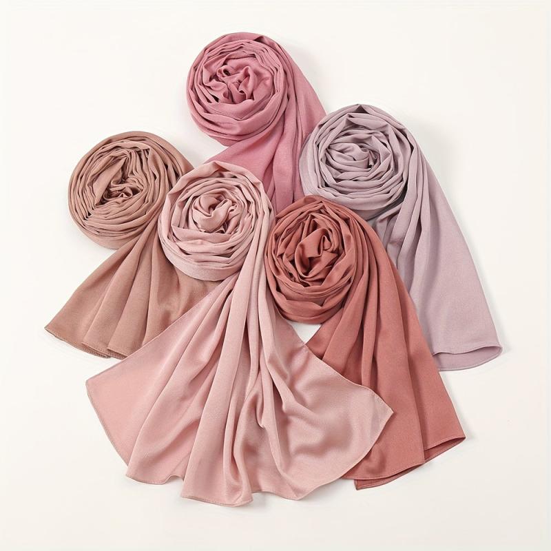 Satin Hijab Solid Scarf Casual Sunscreen Shawl Women Head Wrap Turban