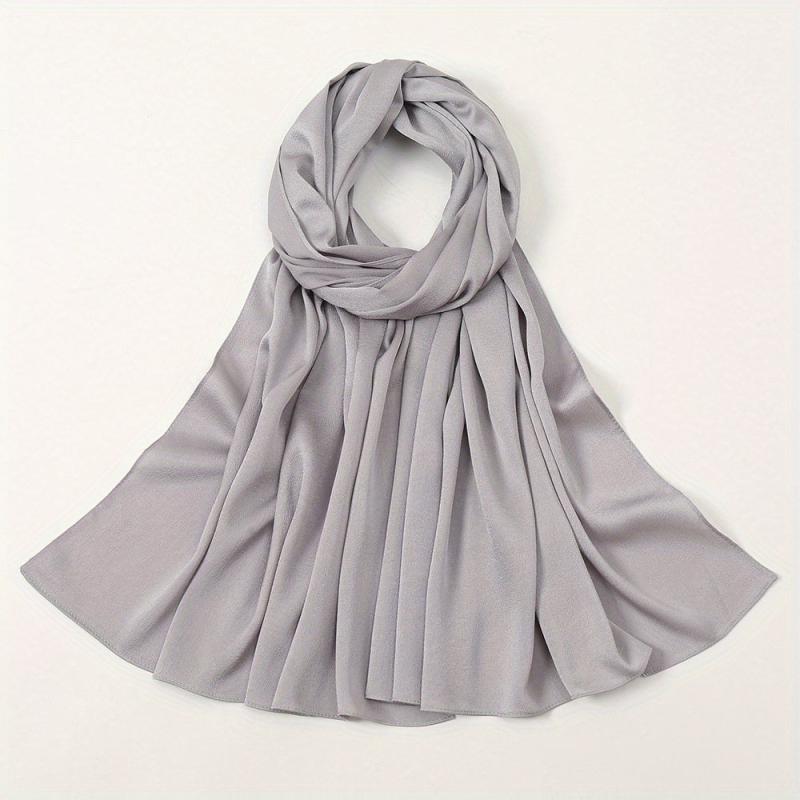 Satin Hijab Solid Scarf Casual Sunscreen Shawl Women Head Wrap Turban