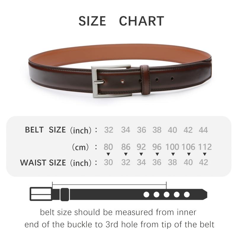Men's Leather Dress Belt & Casual Belts With Single Prong Buckle