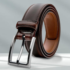 Men's Leather Dress Belt & Casual Belts With Single Prong Buckle