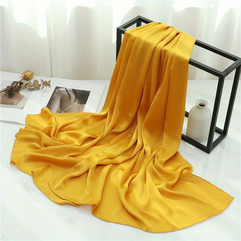 Pleated Scarf Solid Hijab Casual Shawl Head Wrap Scarves Turban Hair Accessories