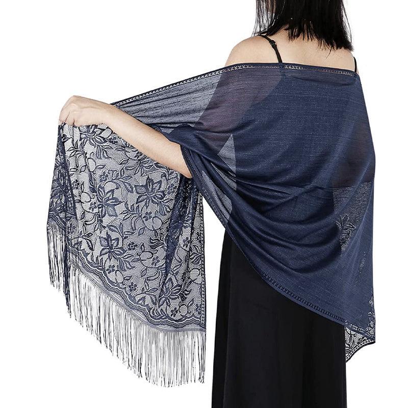 Solid Shawls Wraps For Evening Dresses Lightweight Scarfs For Women With Fringe