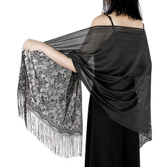 Solid Shawls Wraps For Evening Dresses Lightweight Scarfs For Women With Fringe