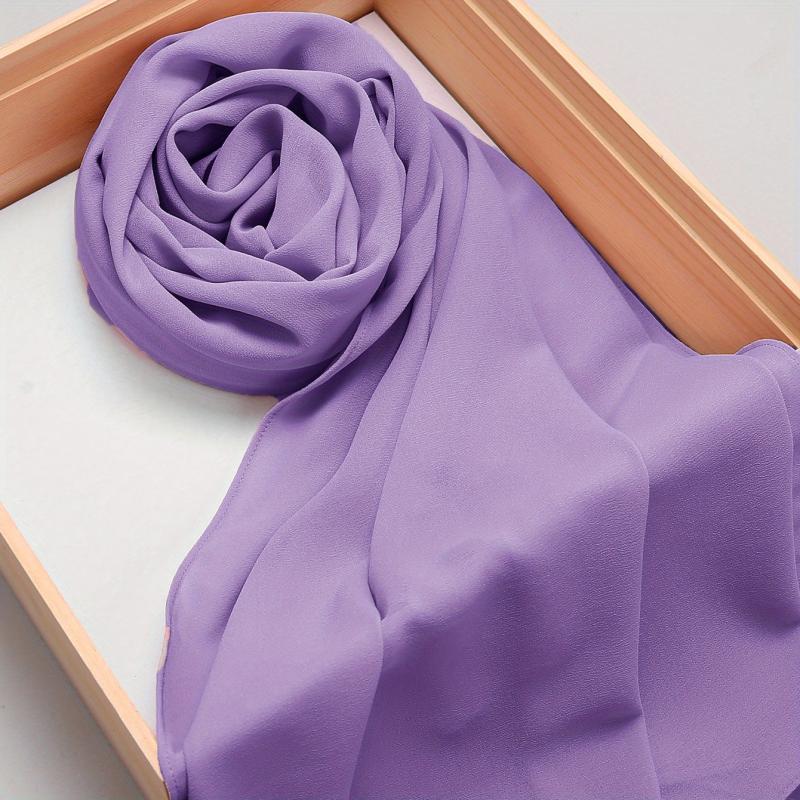 Solid Chiffon Scarf Hijab Thin Breathable Shawl Head Wrap Turban